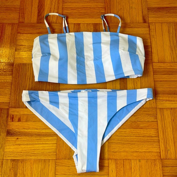 H&M blue and White Stripe Bathing Suit - Picture 1 of 1